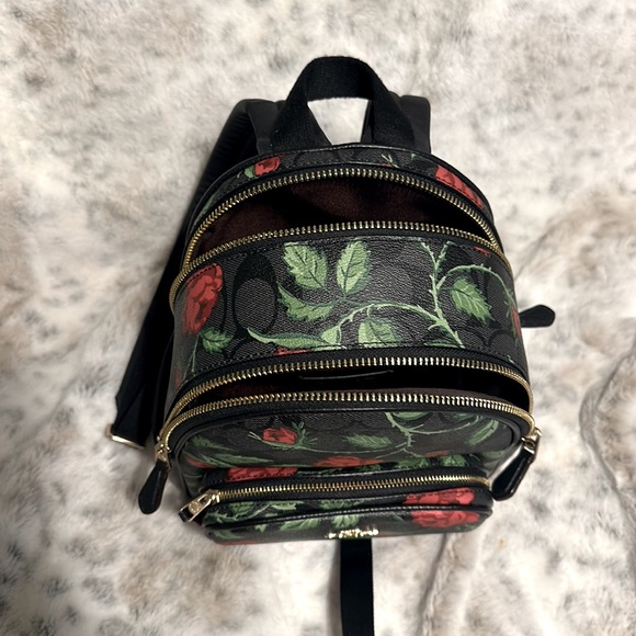 🎒COACH MINI COURT BACKPACK LEATHER SIG W/ROSE 🌹PRINT!✨BRAND NEW✨SOLD OUT! NWT! - Picture 9 of 13